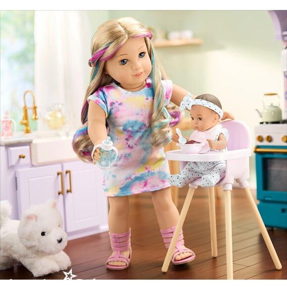 NEW American Girl Little Bitty Baby DOLL + HIGHCHAIR Diaper Clothes & Care Set - Picture 15 of 15